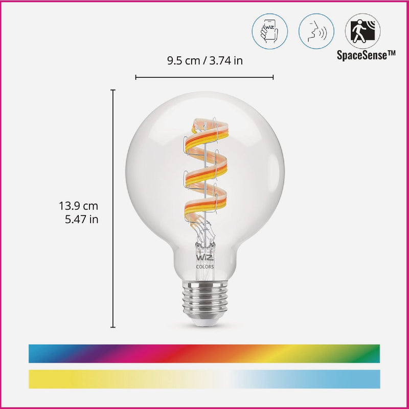 Wiz 25W Equivalent Color Filament G25 Medium LED Smart Light Bulb