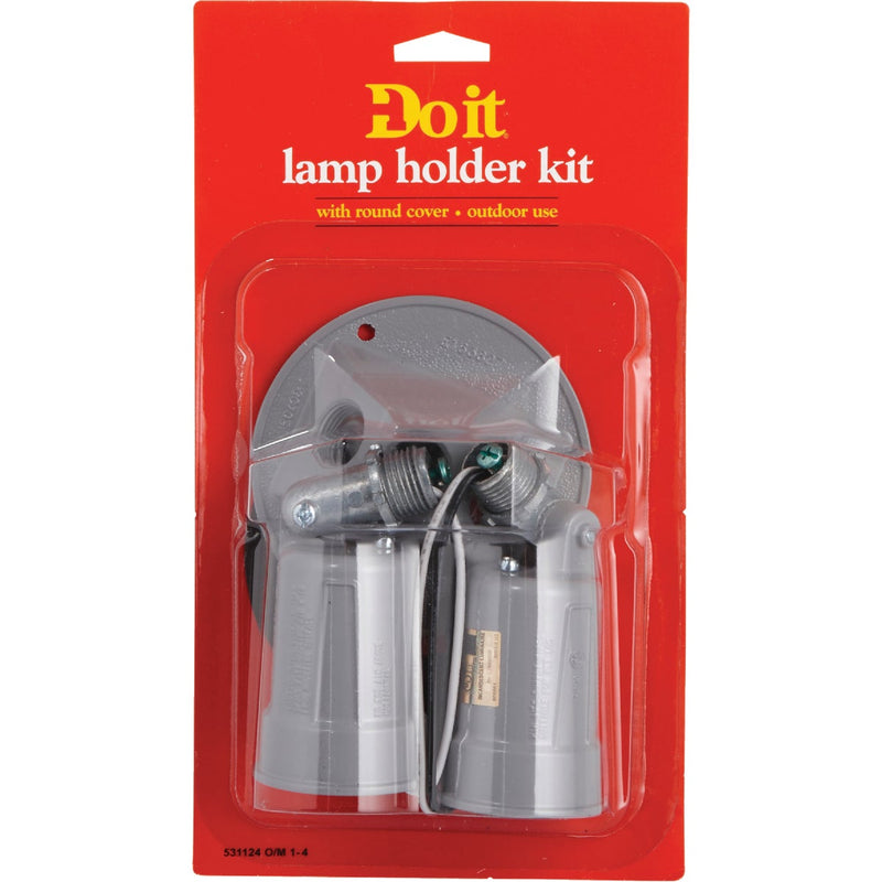 Bell 150W Aluminum Round Double Gray Weatherproof Outdoor Lampholder with Cover, Carded