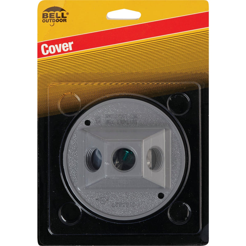 Bell 3-Outlet Round Zinc Gray Cluster Weatherproof Outdoor Box Cover