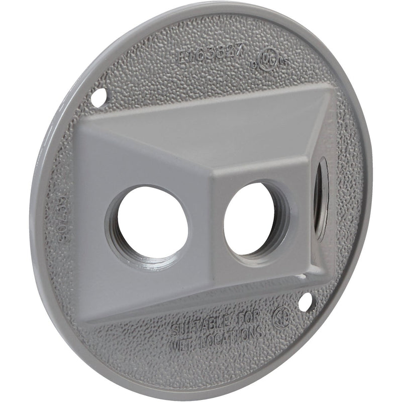 Bell 3-Outlet Round Zinc Gray Cluster Weatherproof Outdoor Box Cover