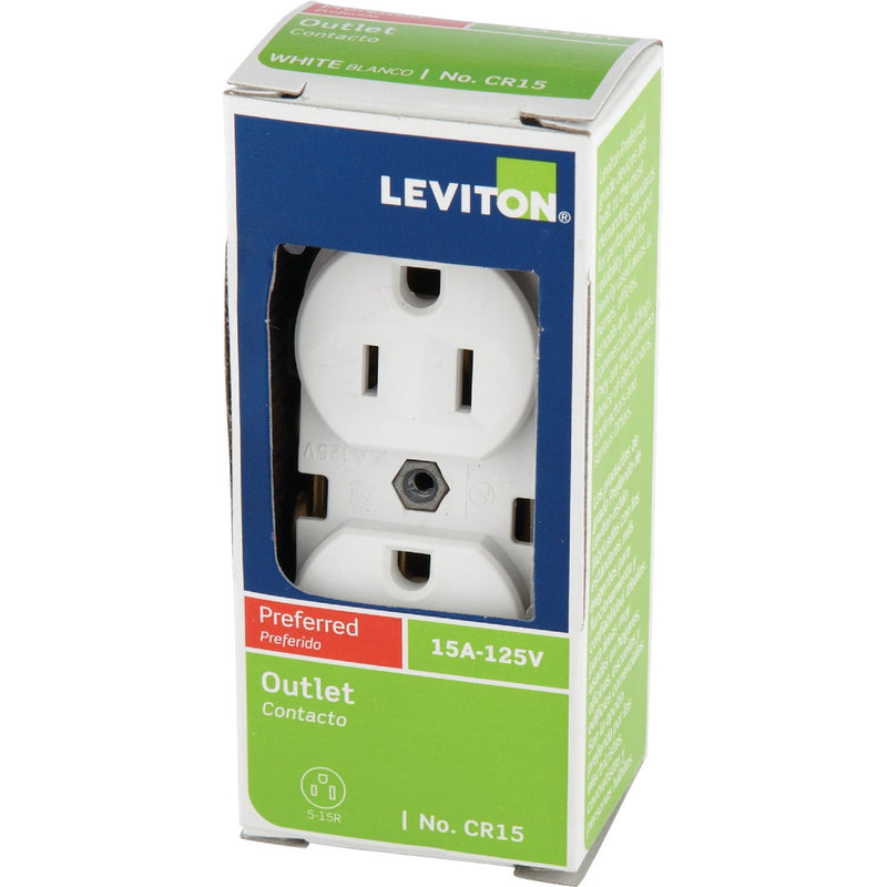 Leviton 15A White Commercial Grade 5-15R Duplex Outlet