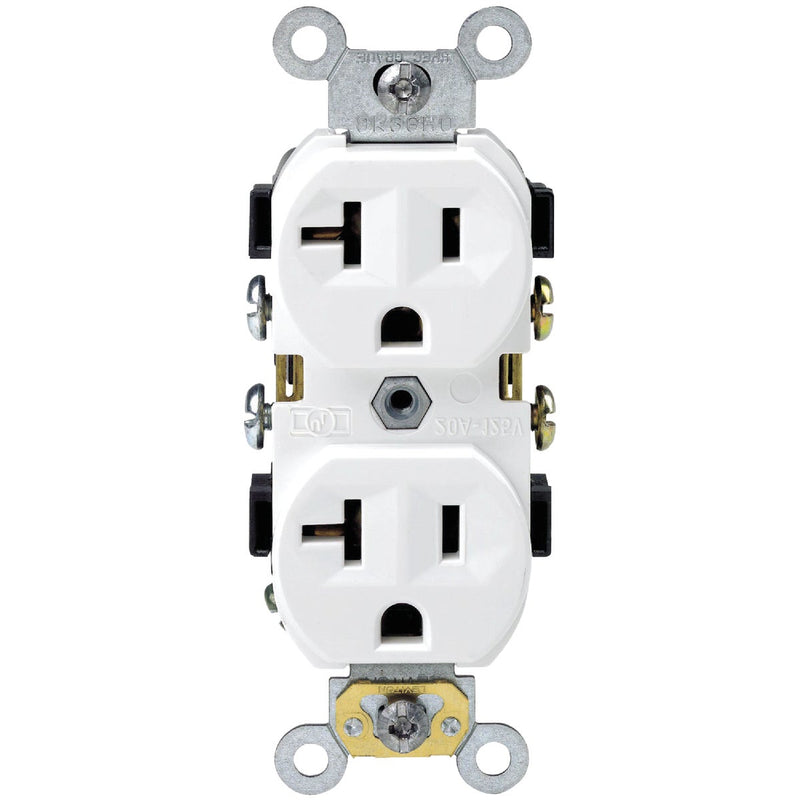 Leviton 20A White Heavy-Duty 5-20R Duplex Outlet