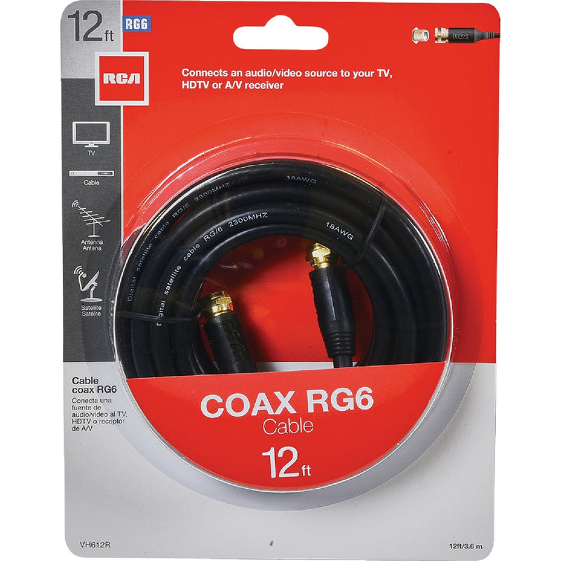 RCA 12 Ft. Black Digital RG6 Coaxial Cable