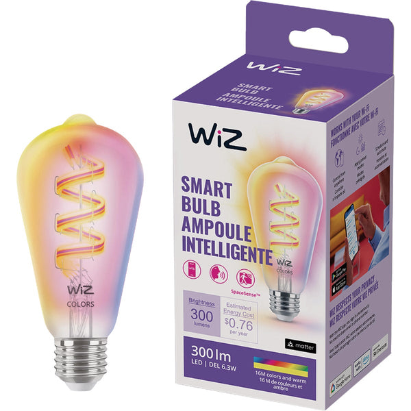 Wiz 25W Equivalent ST19 Medium Color Filament Smart LED Light Bulb