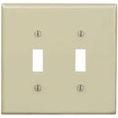 Leviton 2-Gang Thermoplastic Nylon Mid-Way Toggle Switch Wall Plate, Ivory