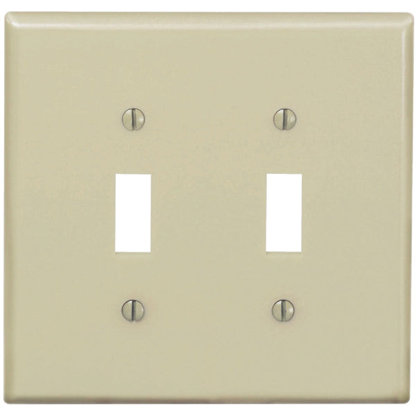 Leviton 2-Gang Thermoplastic Nylon Mid-Way Toggle Switch Wall Plate, Ivory