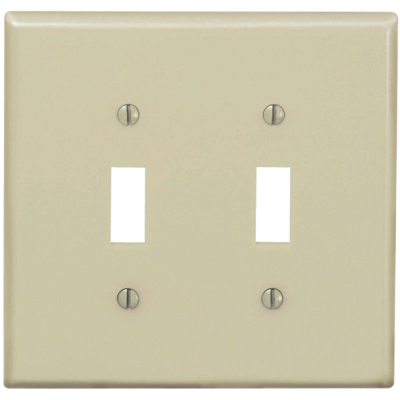 Leviton 2-Gang Thermoplastic Nylon Mid-Way Toggle Switch Wall Plate, Ivory