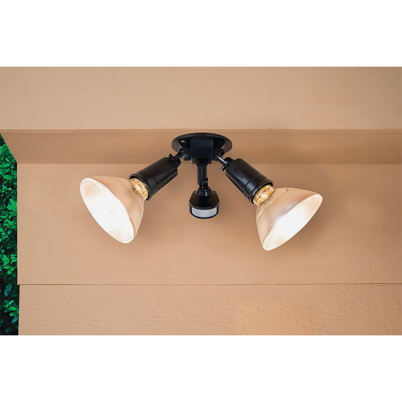 Halo Black Motion Sensing Dusk To Dawn Incandescent Floodlight Fixture