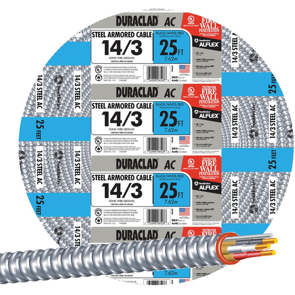 Southwire 25 Ft. 14/3 AC Armored Cable Electrical Wire