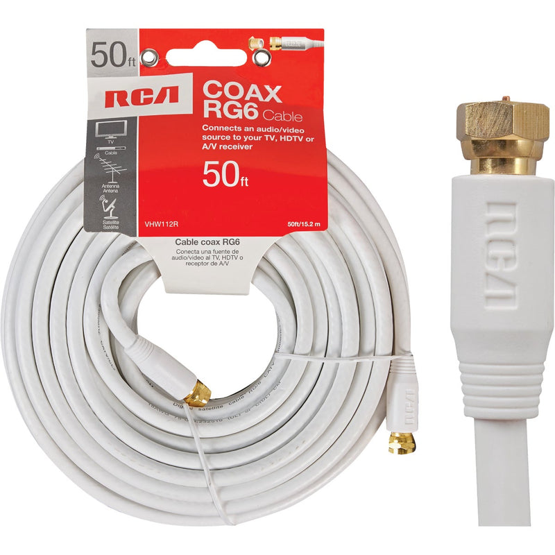 RCA 50 Ft. White Digital RG6 Coaxial Cable