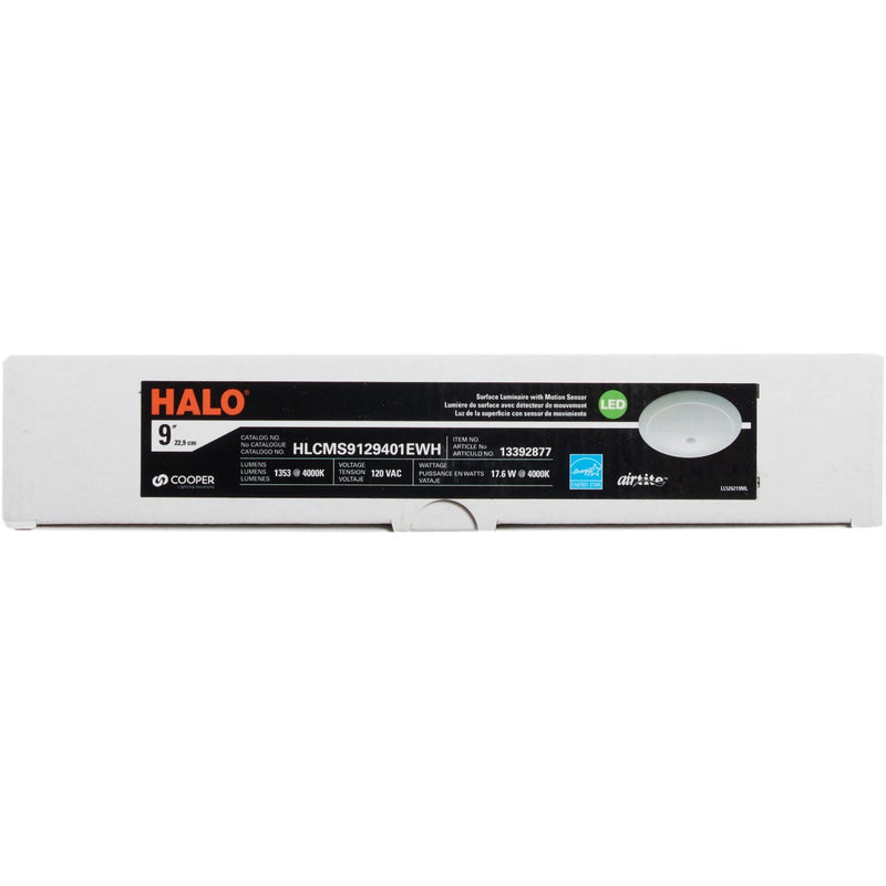 Halo 9 In. White Integrated LED Recessed Light Fixture with Motion Sensor