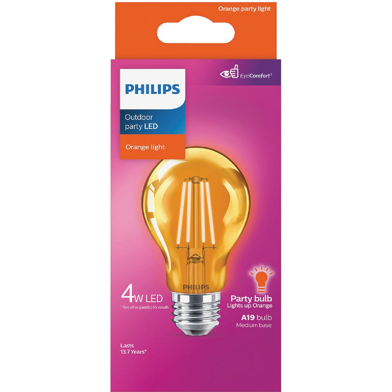 Philips Orange A19 Medium 4W Indoor/Outdoor LED Decorative Party Light Bulb