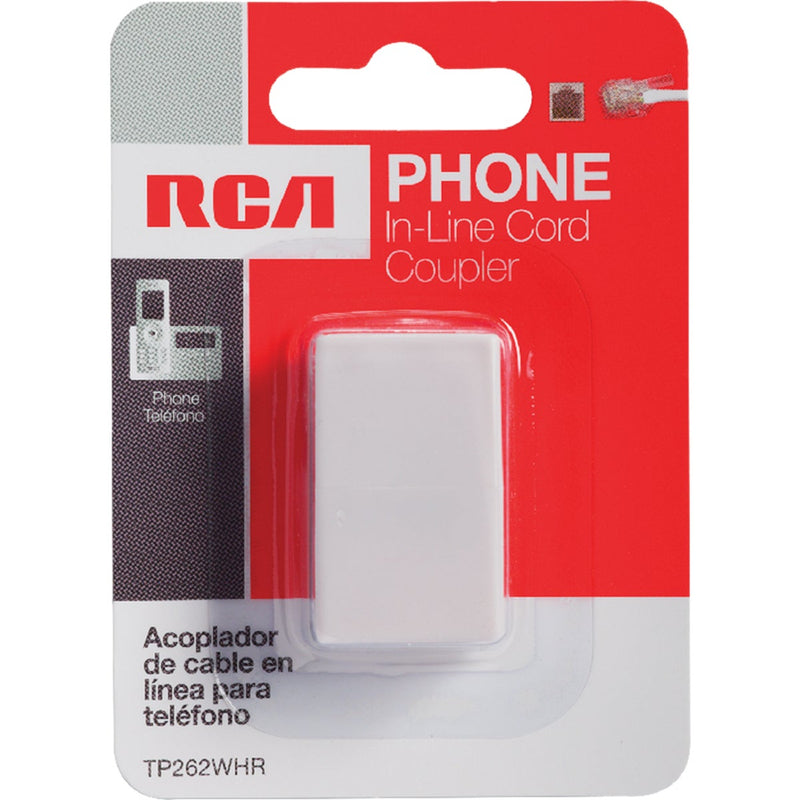 RCA White Inline Phone Cord Coupler