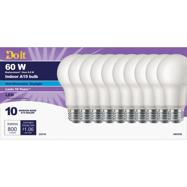 Do it 60W Equivalent Daylight A19 Medium LED Light Bulb, Title 20 (10-Pack)