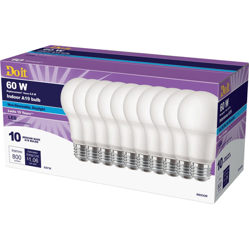 Do it 60W Equivalent Daylight A19 Medium LED Light Bulb, Title 20 (10-Pack)