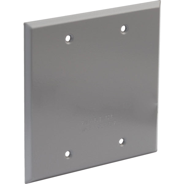 Bell 2-Gang Rectangular Aluminum Gray Blank Weatherproof Outdoor Box Cover