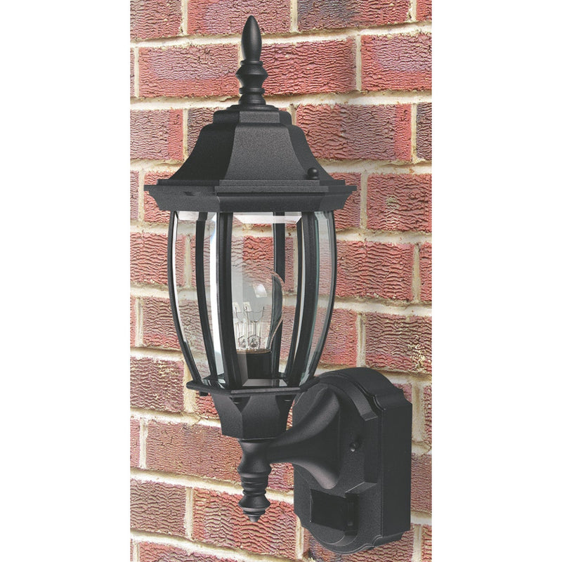 Heath Zenith Black Incandescent Dusk-To-Dawn/Motion Activated Outdoor Wall Light Fixture