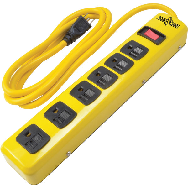 Yellow Jacket 6-Outlet Yellow Metal Power Strip with 6 Ft. Cord