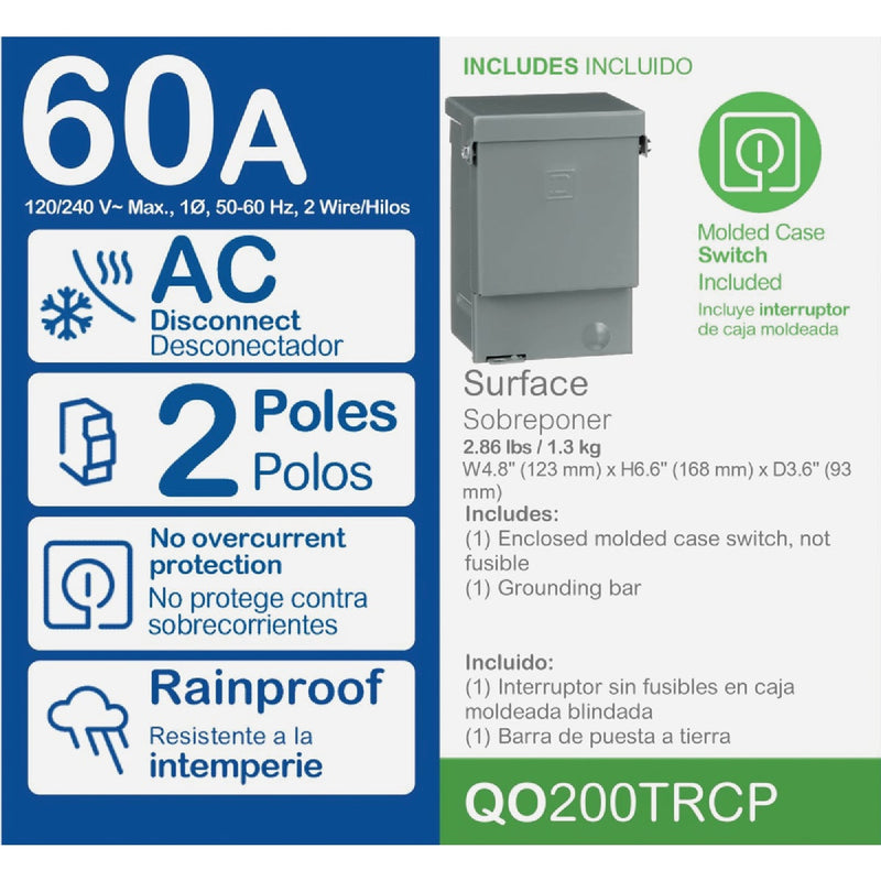 Square D QO 60A 240V Non-Fused Air Conditioner Disconnect