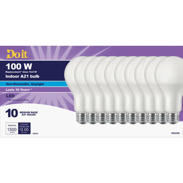 Do it 100W Equivalent Daylight A21 Medium LED Light Bulb, Title 20 (10-Pack)