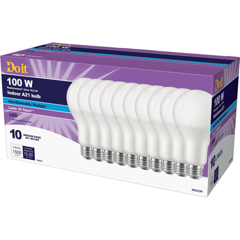 Do it 100W Equivalent Daylight A21 Medium LED Light Bulb, Title 20 (10-Pack)