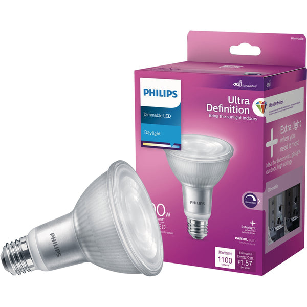 Philips Ultra Definition 100W Equivalent Daylight PAR30L Medium Dimmable LED Floodlight Light Bulb