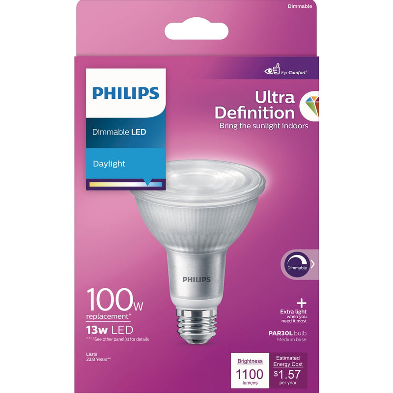 Philips Ultra Definition 100W Equivalent Daylight PAR30L Medium Dimmable LED Floodlight Light Bulb