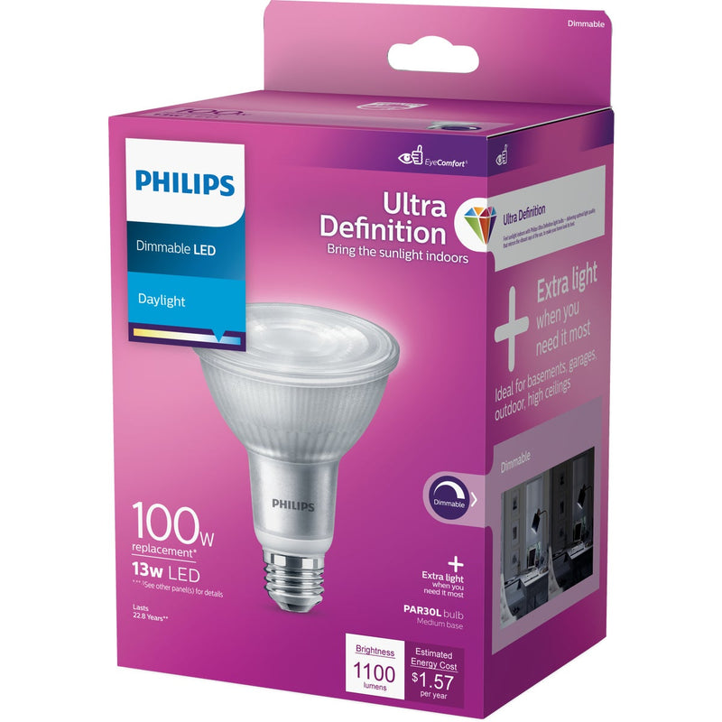 Philips Ultra Definition 100W Equivalent Daylight PAR30L Medium Dimmable LED Floodlight Light Bulb