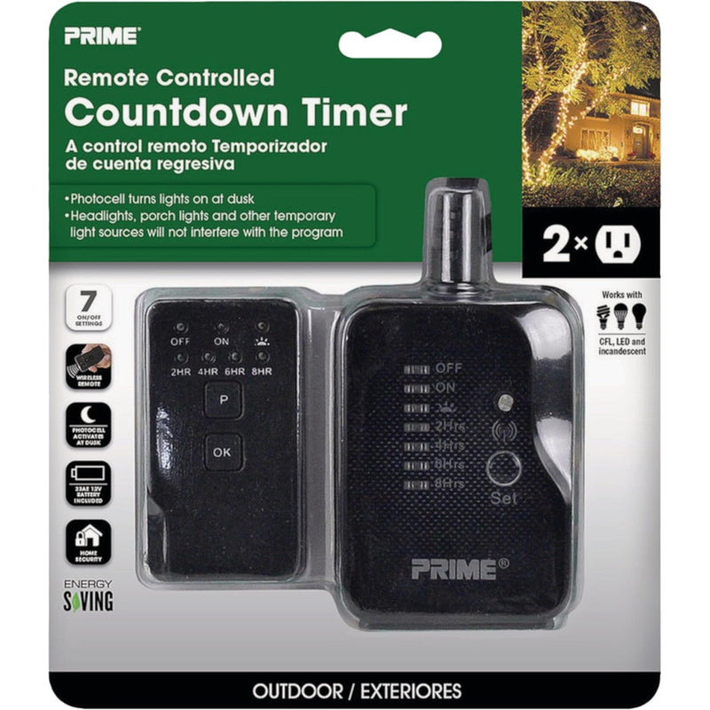 Prime 15A 125V 1875W Black Remote Controlled Countdown Timer