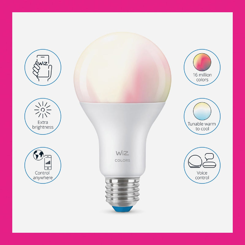 Wiz 100W Equivalent Color Changing A21 Medium Dimmable Smart LED Light Bulb