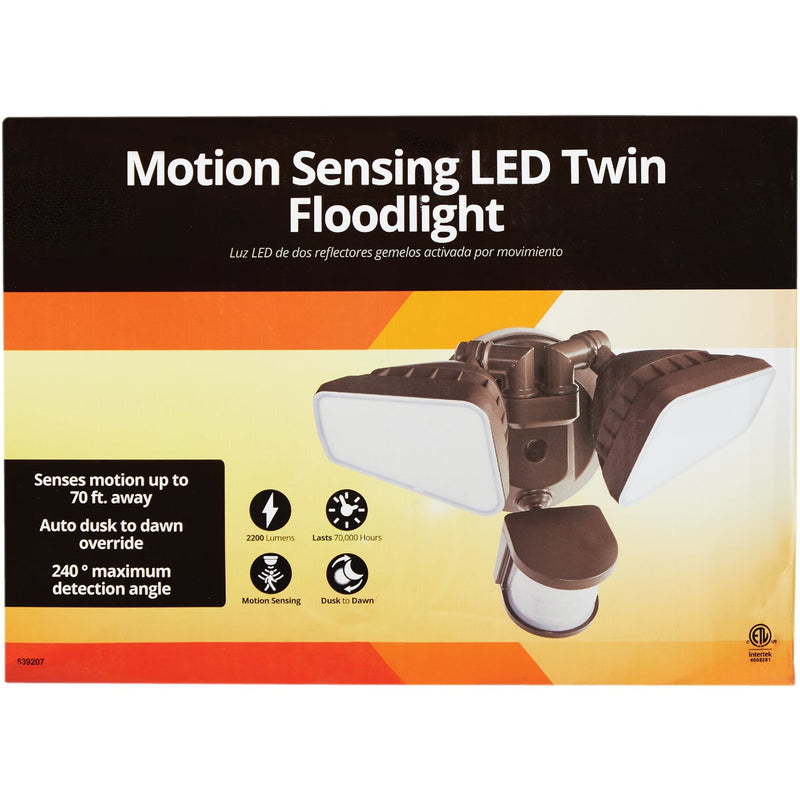 Bronze Motion Sensing Dusk-to-Dawn LED Floodlight Fixture