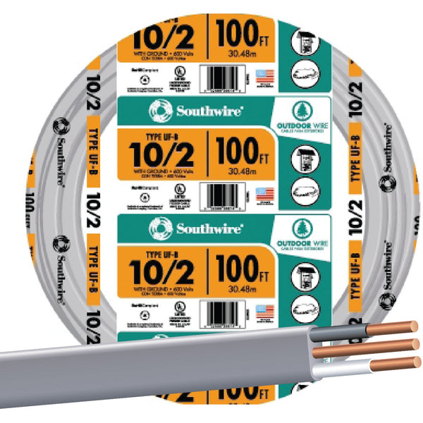 Southwire 100 Ft. 10 AWG 2-Conductor UFW/G Electrical Wire