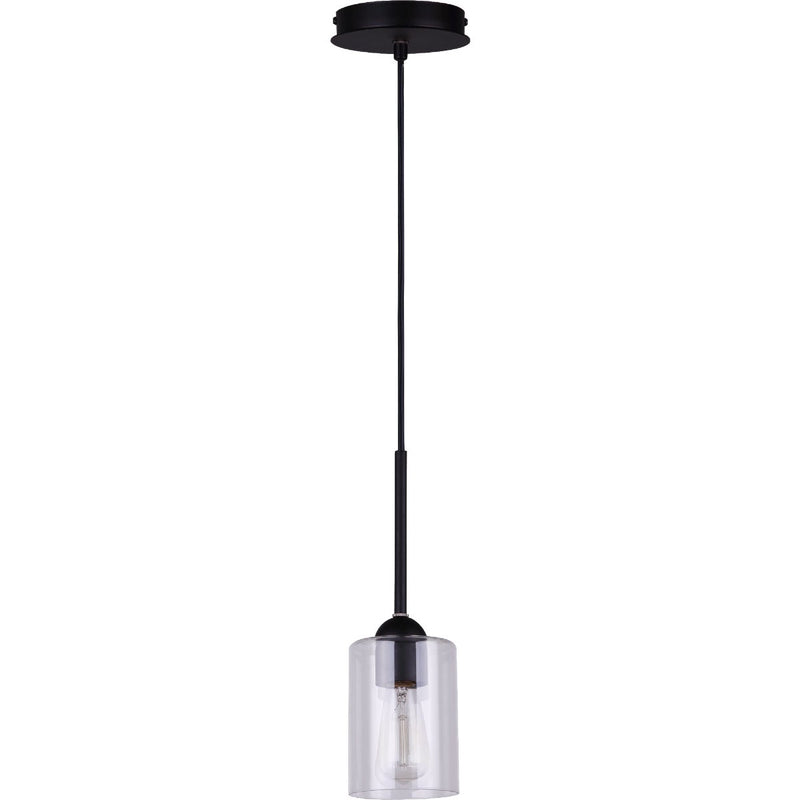 Home Impressions 1-Bulb Black Incandescent Cord Pendant Light Fixture, Clear Glass