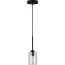 Home Impressions 1-Bulb Black Incandescent Cord Pendant Light Fixture, Clear Glass