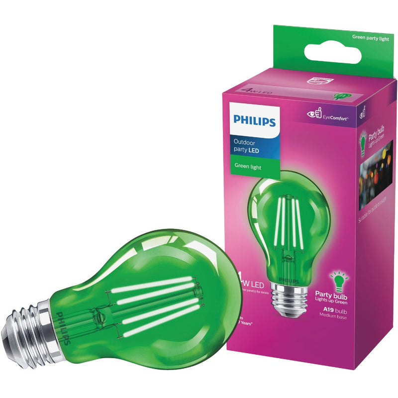 Philips Green A19 Medium 4W Indoor/Outdoor LED Decorative Party Light Bulb