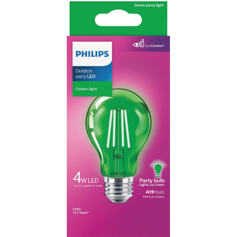 Philips Green A19 Medium 4W Indoor/Outdoor LED Decorative Party Light Bulb