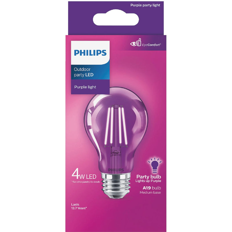 Philips Purple A19 Medium 4W Indoor/Outdoor LED Decorative Party Light Bulb