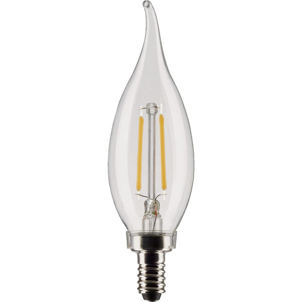 Satco 25W Equivalent Warm White CA10 Candelabra LED Decorative Light Bulb (2-Pack)