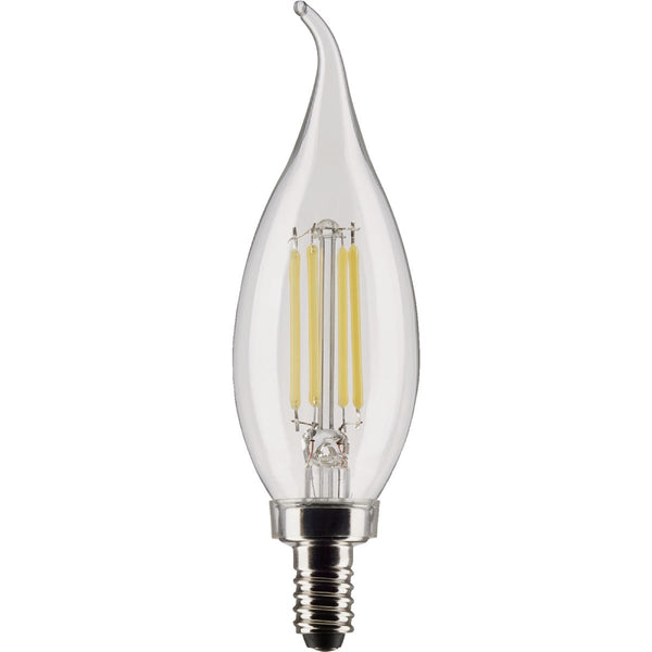 Satco 40W Equivalent Warm White Clear CA10 Candelabra LED Decorative Light Bulb (2-Pack)