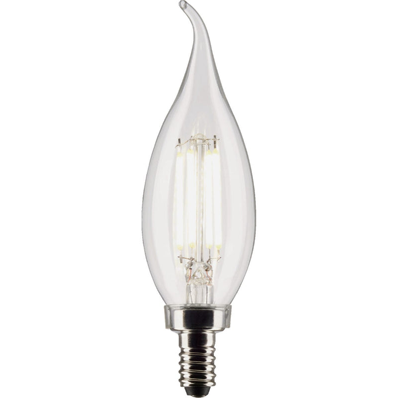 Satco 40W Equivalent Warm White Clear CA10 Candelabra LED Decorative Light Bulb (2-Pack)