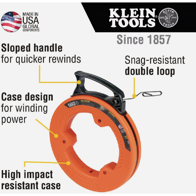 Klein 1/8 In. W. x 50 Ft. L. Steel Fish Tape