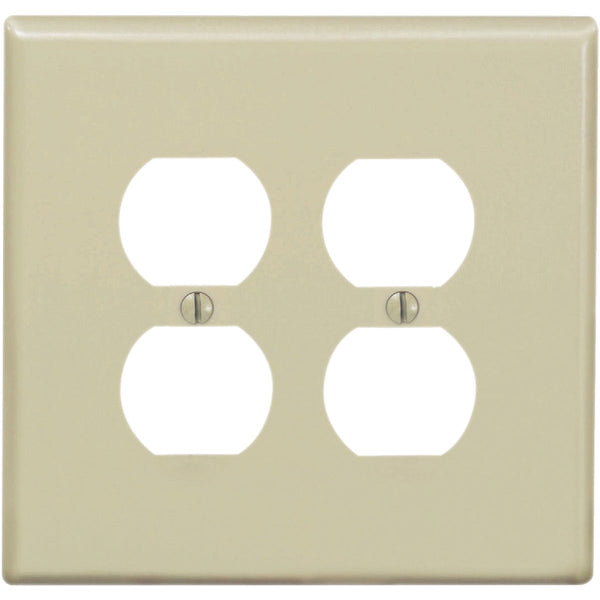 Leviton Mid-Way 2-Gang Thermoplastic Nylon Outlet Wall Plate, Ivory