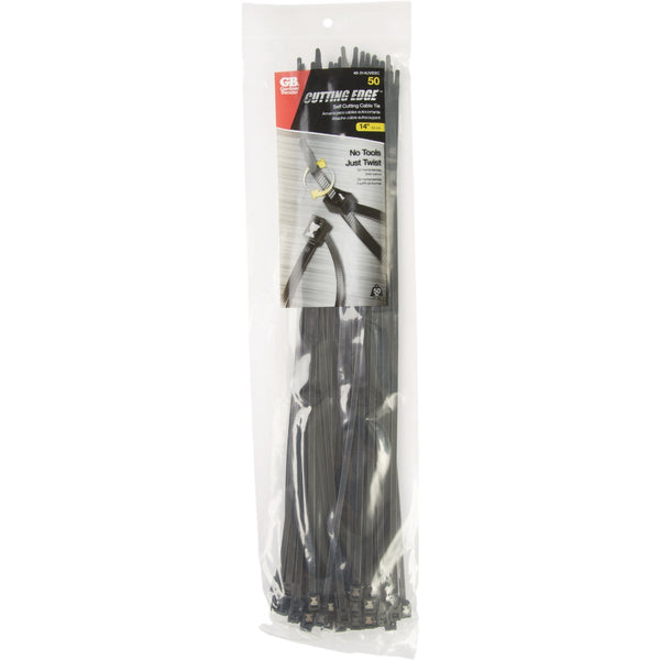 Gardner Bender Cutting Edge 14 In. x 0.17 In. Black Nylon Self-Cutting Cable Tie (50-Pack)