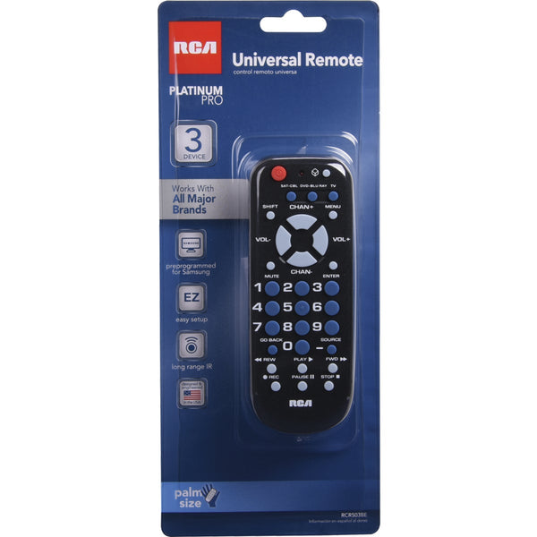 RCA 3-Device Universal Black Remote Control