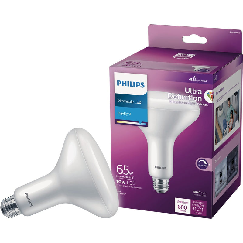 Philips Ultra Definition 65W Equivalent Daylight BR40 Medium Dimmable LED Floodlight Light Bulb