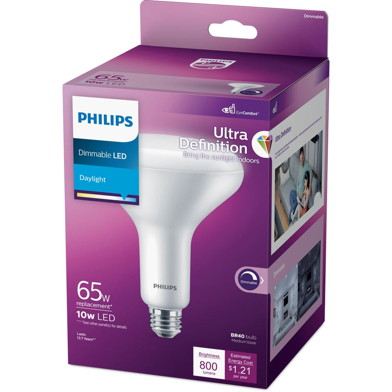 Philips Ultra Definition 65W Equivalent Daylight BR40 Medium Dimmable LED Floodlight Light Bulb