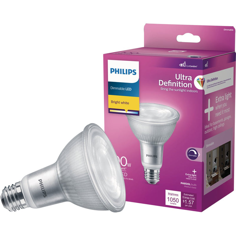 Philips Ultra Definition 100W Equivalent Bright White PAR30L Medium Dimmable LED Floodlight Light Bulb