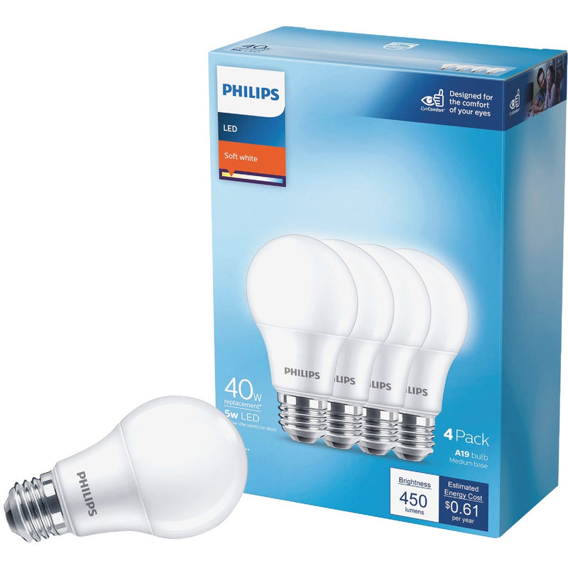 Philips 40W Equivalent Soft White A19 Medium LED Light Bulb (4-Pack)