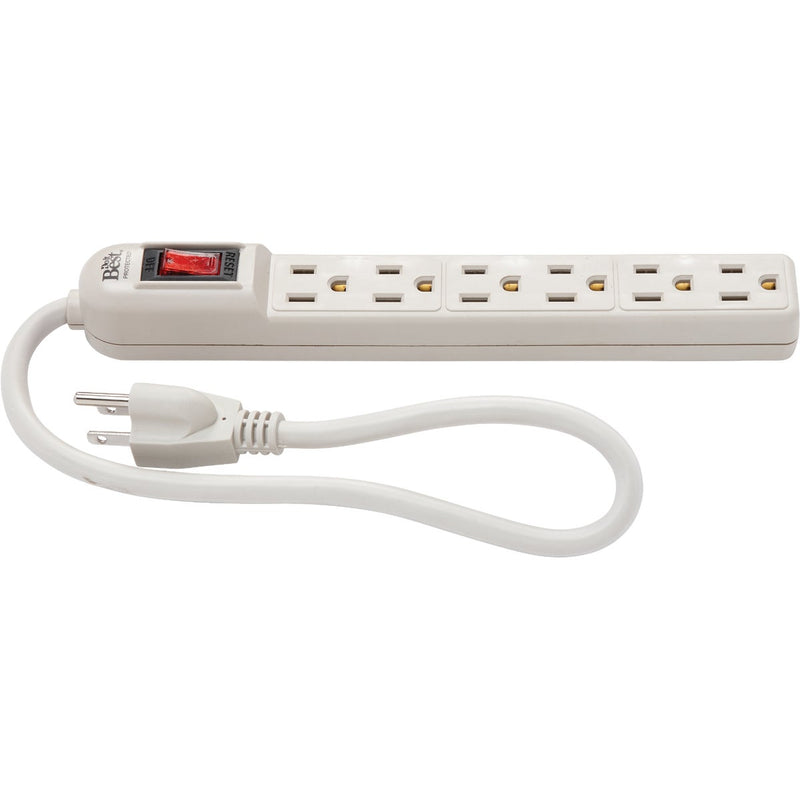 Do it 6-Outlet 150J Gray Grounded Surge Protector Strip with 1-1/2 Ft. Cord