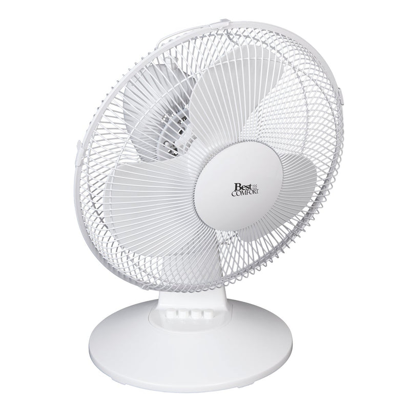 Best Comfort 12 In. 3-Speed White Oscillating Table Fan